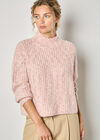 Fisherman Knit Flecked Jumper, Pink, large