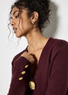 Statement Hammered Buttons Lightweight Cardigan, Burgundy, large
