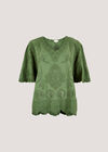 Embroidered Cotton Top, Green, large