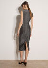 Glitter Ruched Bodycon Midaxi Dress, Silver, large
