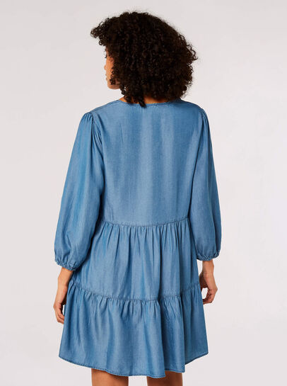 Denim Tiered Mini Dress