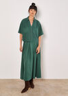 Open Collar Cropped Shirt, Green, large