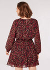 Animal Print Chiffon Mini Dress, Burgundy, large
