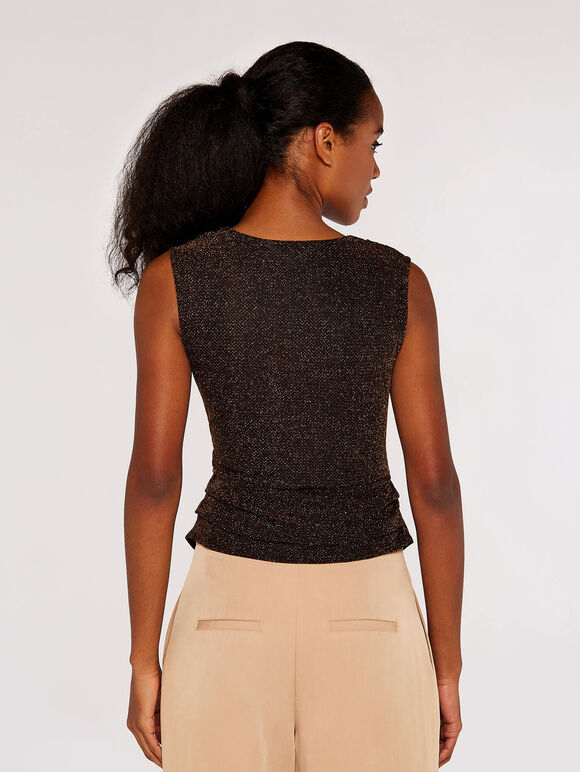 Sparkling Play Ruched Top, Brown, large