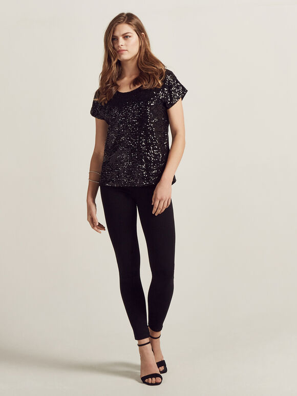 Front Mesh Back Blouse, Black, large