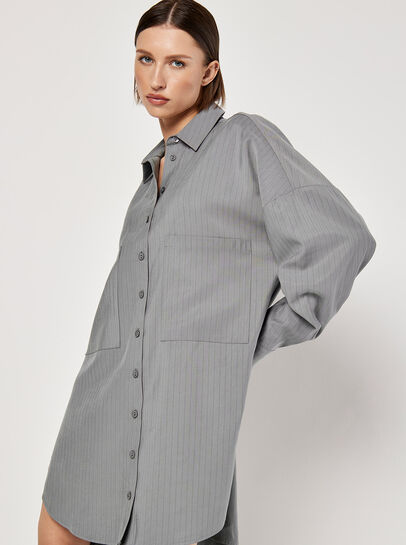 Pinstripe Oversized Shirt Mini Dress