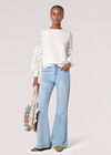 Contrast Chiffon Sleeves Jumper, Cream, large