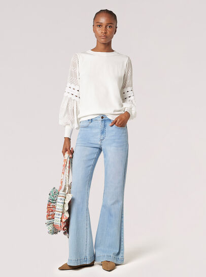 Contrast Chiffon Sleeves Jumper