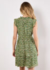 Ditsy Floral Chiffon Mini Dress, Green, large