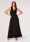 Sparkle Pleated Maxi Dress, Black, large