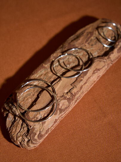 Silver Tone Hoop Earrings, Pack of 3