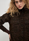 Leopard Denim Shacket Mini Dress, Brown, large