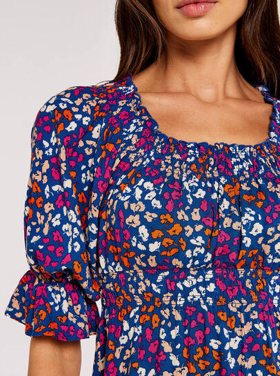 Ditsy Milkmaid Mini Dress