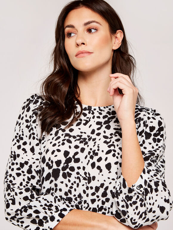 Tie Dye Spot Tiered Midi Dress, Cream, large