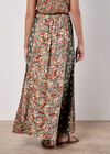 Floral Patchwork Print Midi Skirt, Khaki, large