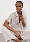 Sequin Embellished Relaxed Shirt, Stone, large
