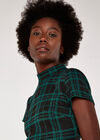 Plaid Knit Jacquard Dress, Black, large
