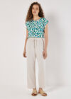 Ikat Button Back Woven T-Shirt, Green, large