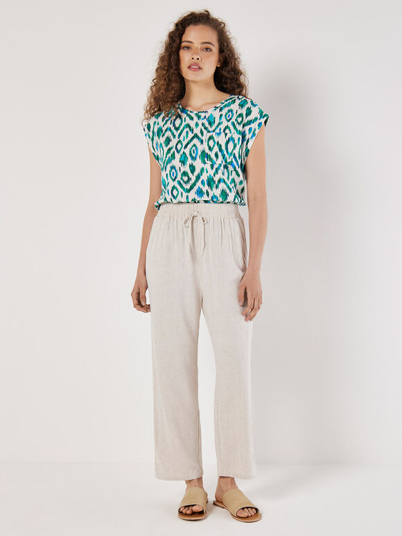 Ikat Button Back Woven T-Shirt, Green, large