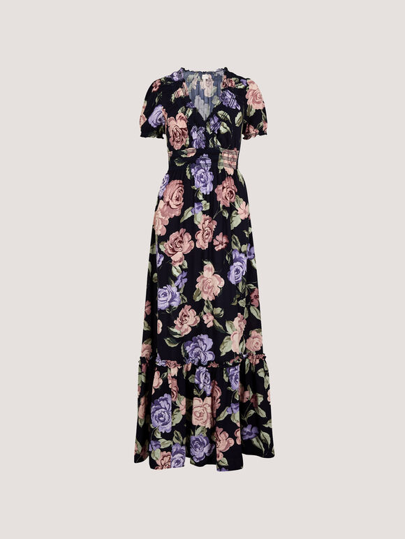 Chloe Floral Wrap Maxi Dress, Navy, large