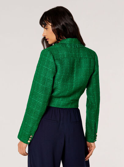 Fringed Cropped Tweed Blazer