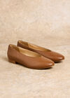 Leather Ballerina Flats, Brown, large