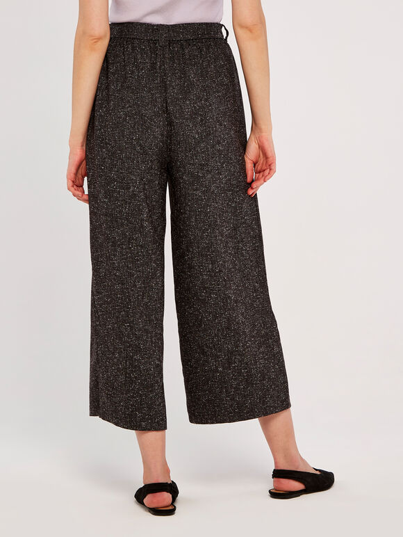 Twill Culotte Trousers, Black, large