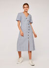 Stripe Asym Button Dress, Blue, large