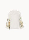 Paisley Embroidered Bell Sleeve Blouse, White, large