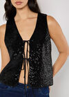 Double Tie Sequin Waistcoat, Black, large