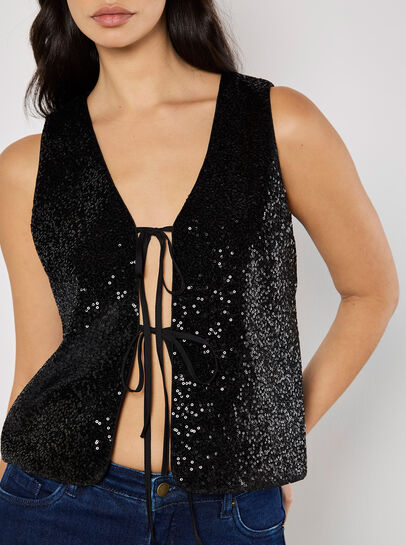 Double Tie Sequin Waistcoat
