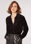 Animal Print Burnout Velvet Shirt, Black, large