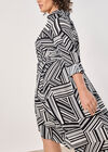Curve Geo Lines Shirt Midi Dress, White, large