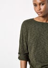Cotton Blend Ruched Side Jumper, Khaki, large