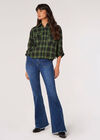 Check Print Cropped Shirt, Black, large