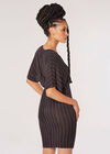 Sparkle Stripe Batwing Mini Dress, Black, large