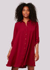 Shirt Swing Dress, Burgundy, large