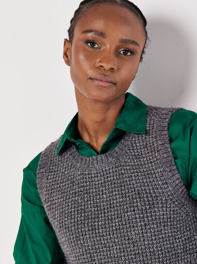 Cropped Waffle Knitted Vest Top