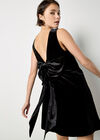 Velvet Bow Back Swing Dress, Black, large