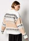 Open Collar Fair Isle Jumper, Stone, large