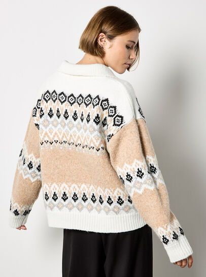 Open Collar Fair Isle Jumper