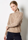 Embroidered Hearts Fine Knit Jumper, Stone, large