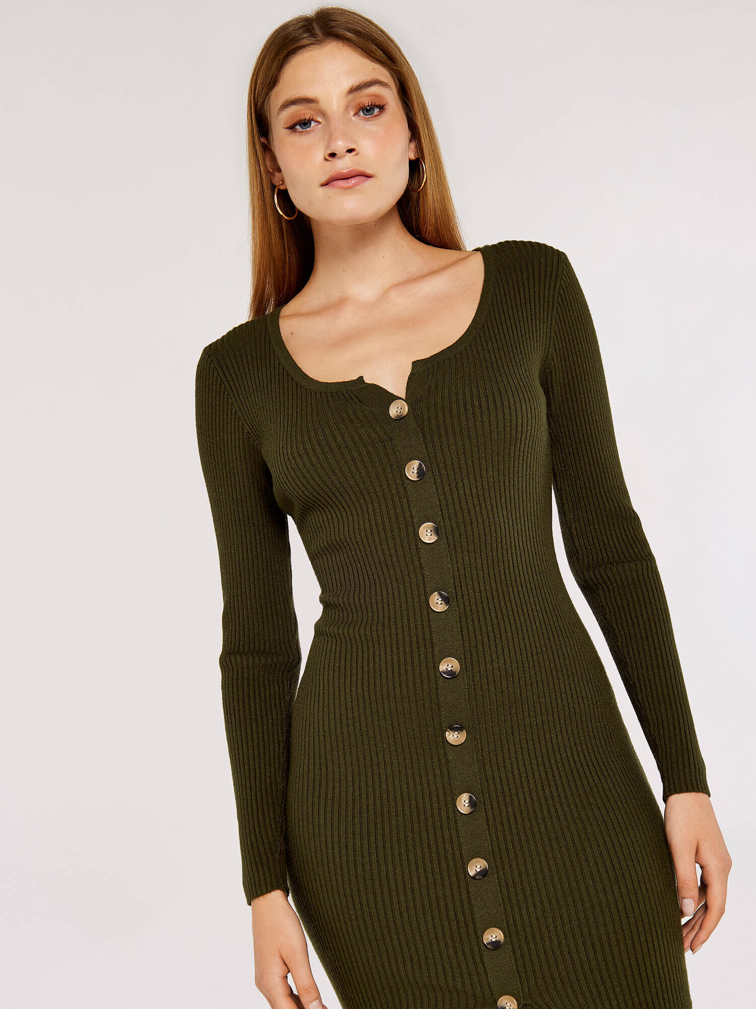 Ribbed button up hot sale dress