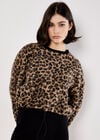 Leopard Boucle Jumper, Brown, large
