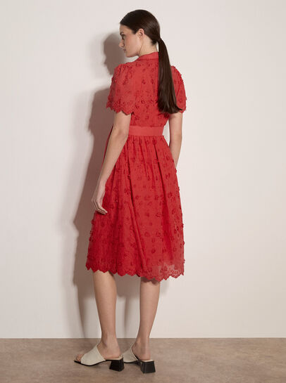 Cotton Floral Embroidered Midi Dress