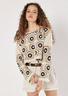 Crochet Pentagon Crop Top, Brown, large