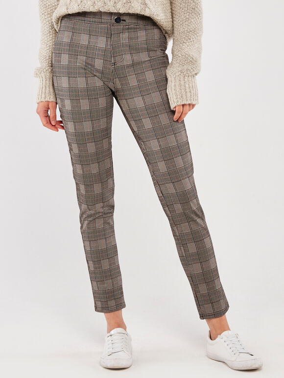 Check Jacquard Trousers, Black, large