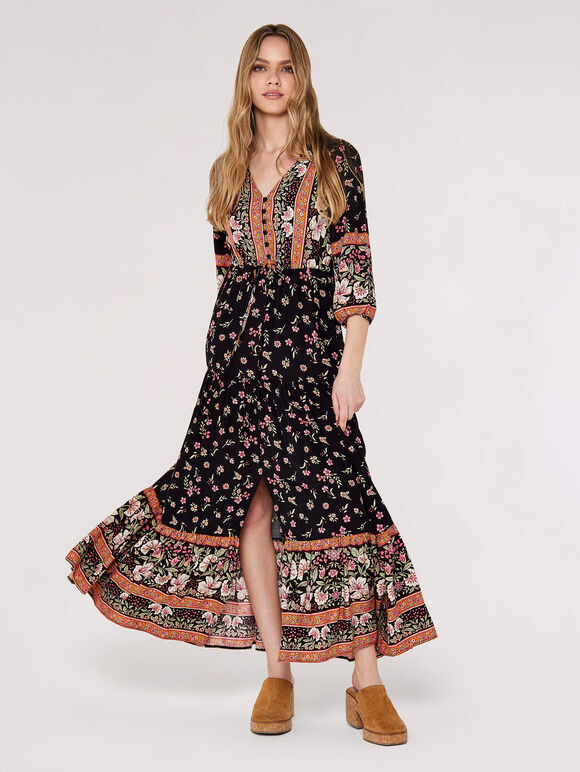 Vintage Blossom Midaxi Dress, Black, large