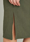 Ribbed Side Split Midi Dress, Khaki, large