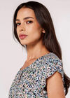 Watercolour Tulip Sleeve Top, Navy, large